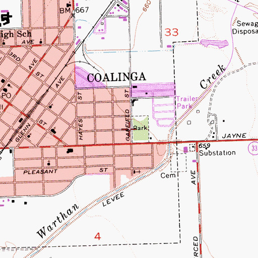 Topographic Map of Olsen Park, CA