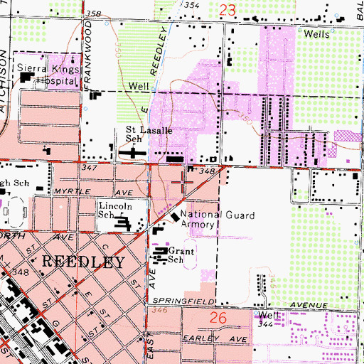 Topographic Map of Reedley Apostolic Church, CA