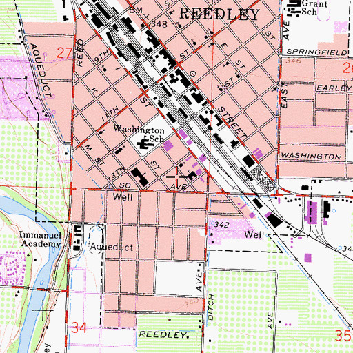 Topographic Map of Reedley Buddhist Church, CA