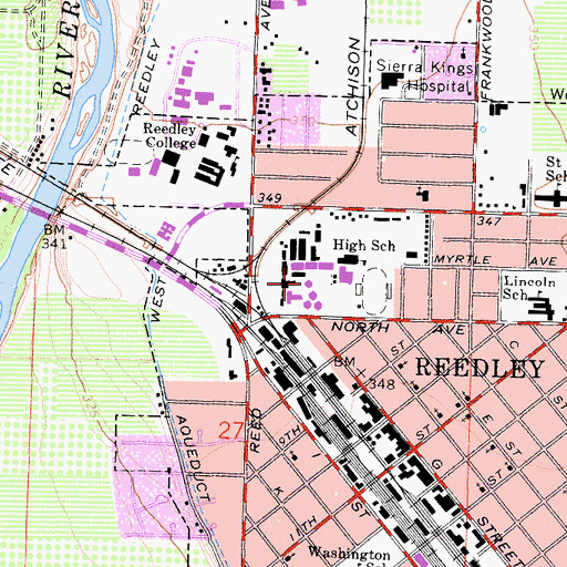 Topographic Map of Reedley High School, CA