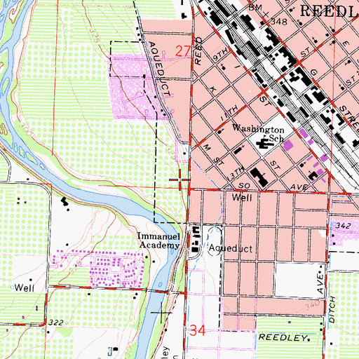 Topographic Map of Reedley Hospital (historical), CA