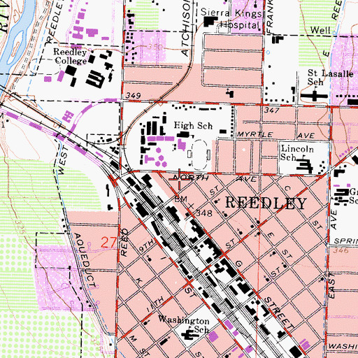 Topographic Map of Reedley Womens Club, CA