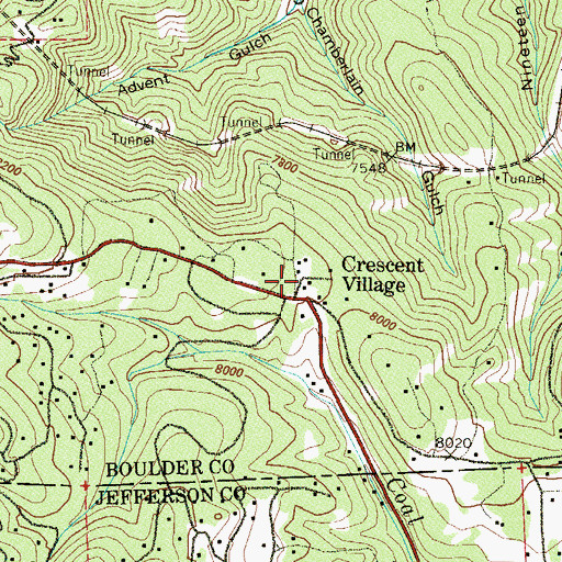 Topographic Map of Crescent Village, CO