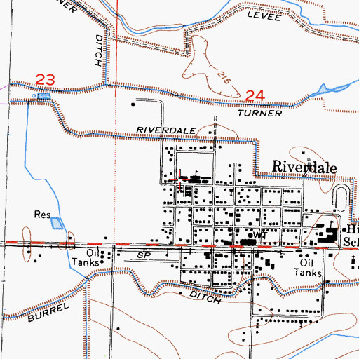 Topographic Map of Riverdale Elementary School, CA