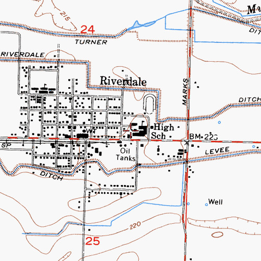 Topographic Map of Riverdale High School, CA