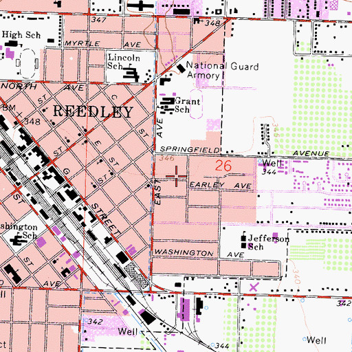 Topographic Map of The El-Fara Mennonite Church, CA