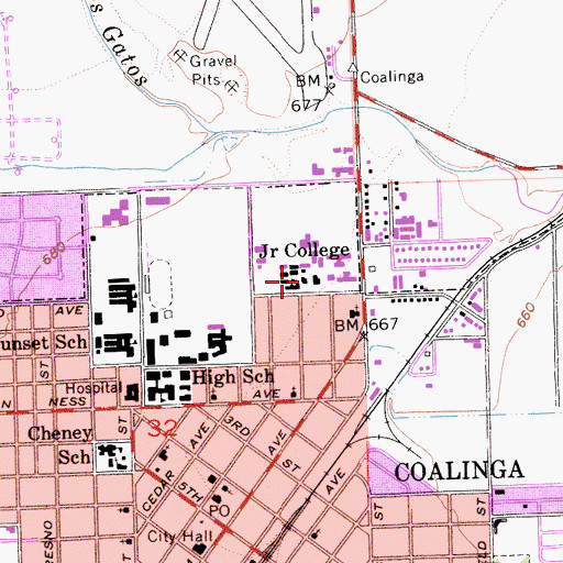 Topographic Map of West Hills College - Coalinga, CA