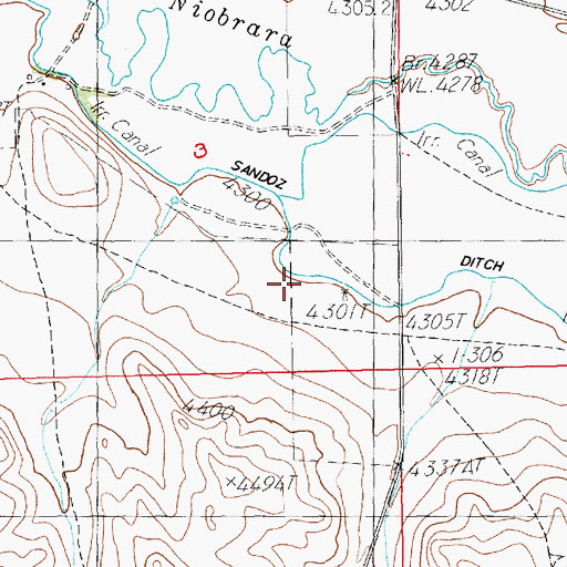 Topographic Map of Sandoz Ditch, NE