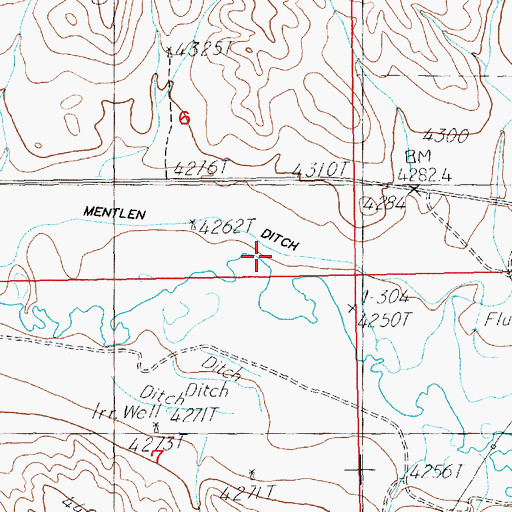 Topographic Map of Mentlen Ditch, NE