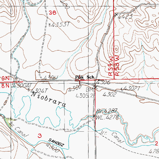 Topographic Map of Pink School, NE