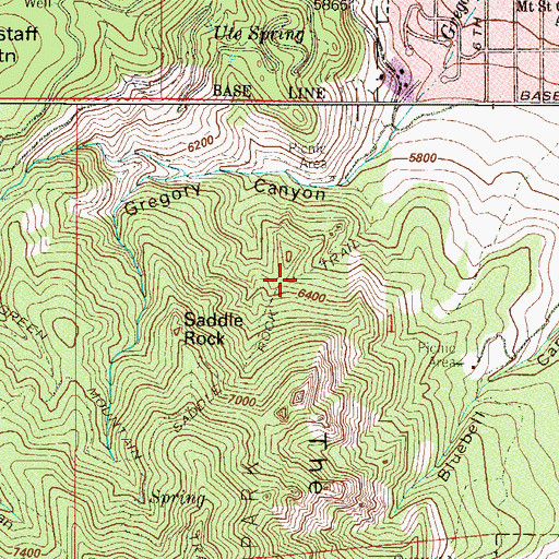 Topographic Map of Saddle Rock Trail, CO