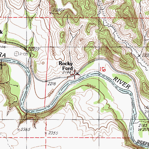 Topographic Map of Rocky Ford, NE