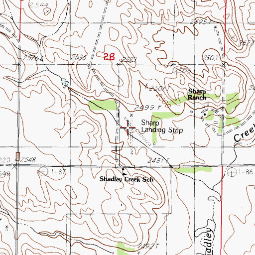 Topographic Map of Sharp Landing Strip (historical), NE