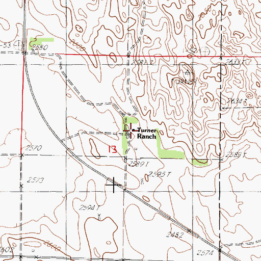 Topographic Map of Turner Ranch, NE