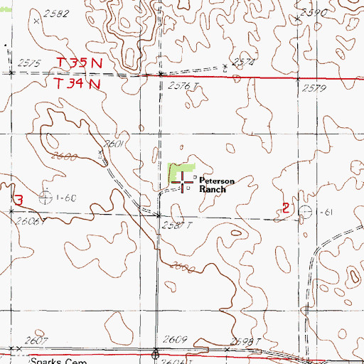 Topographic Map of Peterson Ranch, NE