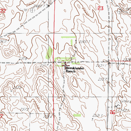 Topographic Map of Breuklander Ranch, NE