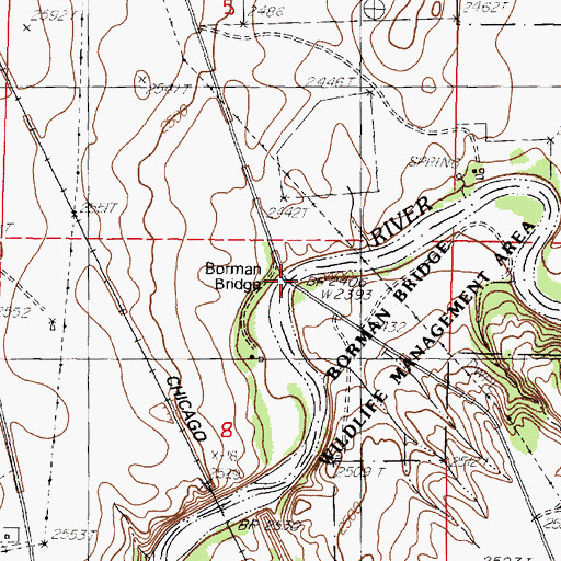 Topographic Map of Borman Bridge, NE