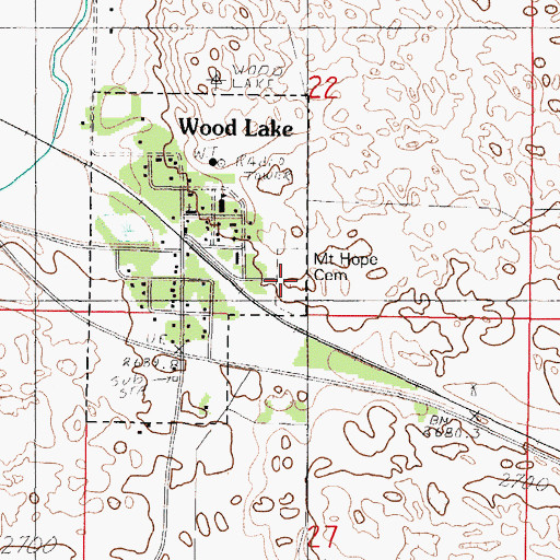 Topographic Map of Mount Hope Cemetery, NE