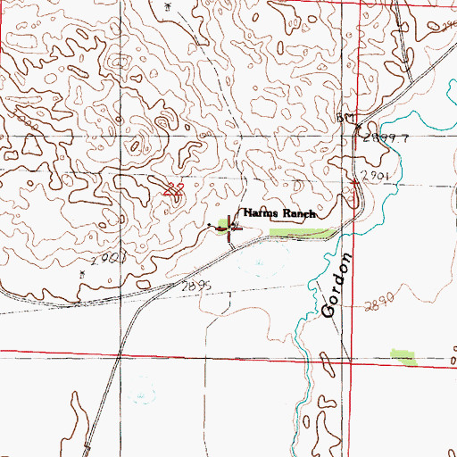 Topographic Map of Harms Ranch, NE