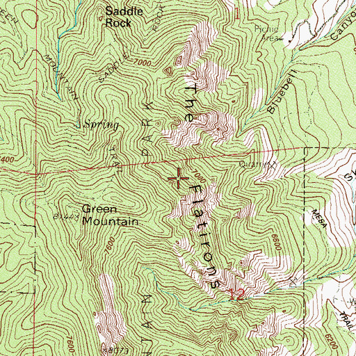 Topographic Map of The Flatirons, CO
