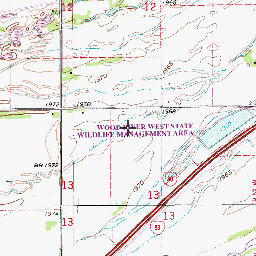 Topographic Map of Wood River West State Wildlife Management Area, NE