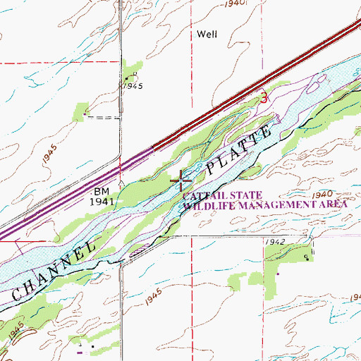 Topographic Map of Cattail State Wildlife Management Area, NE