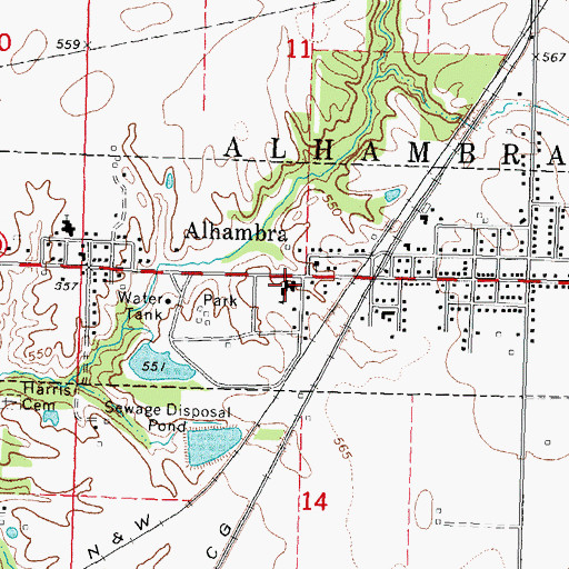 Topographic Map of Alhambra Elementary School, IL