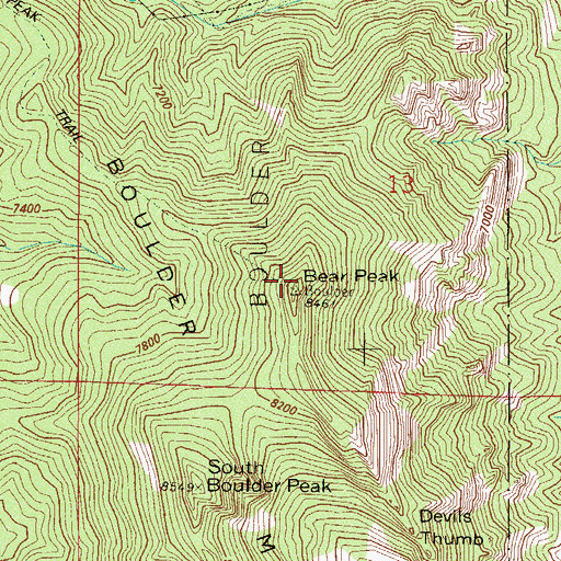 Topographic Map of Bear Peak, CO