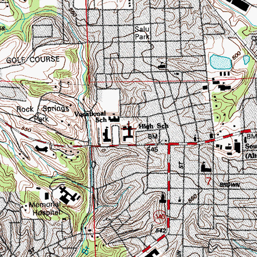 Topographic Map of Alton Senior High School, IL