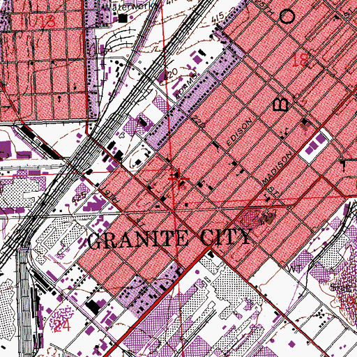 Topographic Map of Central Public School (historical), IL