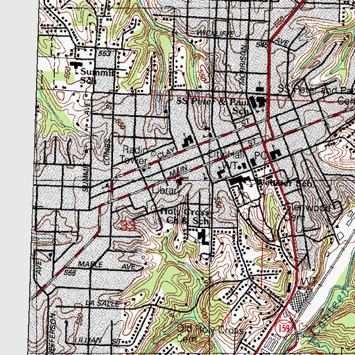 Topographic Map of Collinsville Memorial Public Library, IL