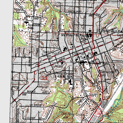 Topographic Map of Collinsville Memorial Public Library, IL