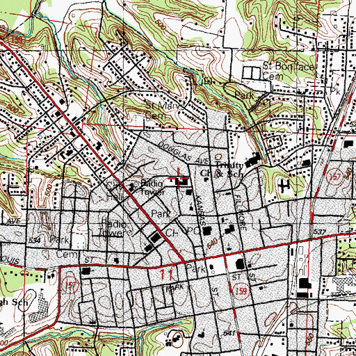Topographic Map of Columbus Elementary School, IL