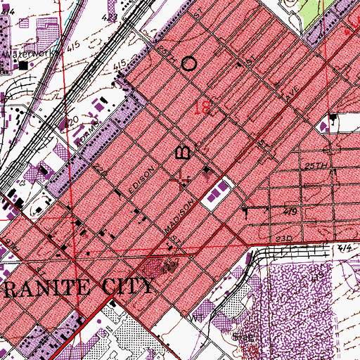 Topographic Map of Concordia Evangelical Lutheran Church, IL