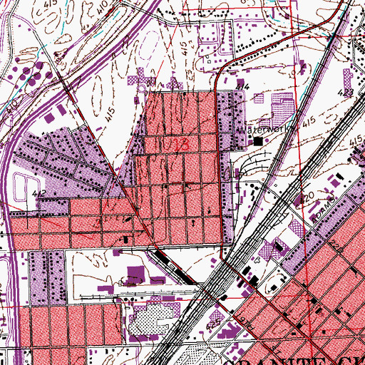 Topographic Map of Dewey Avenue United Methodist Church, IL