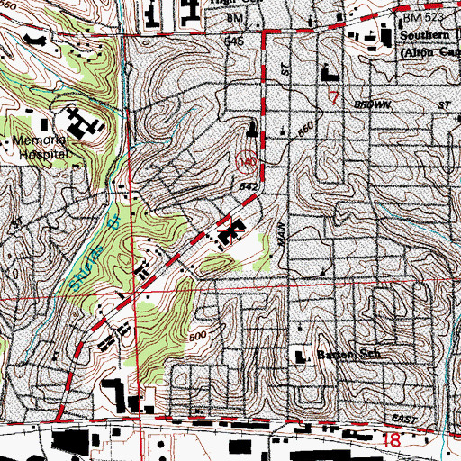 Topographic Map of East Middle School, IL
