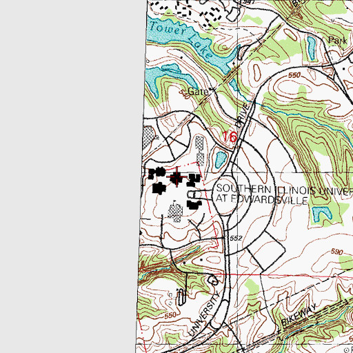 Topographic Map of Elijah P Lovejoy Library, IL