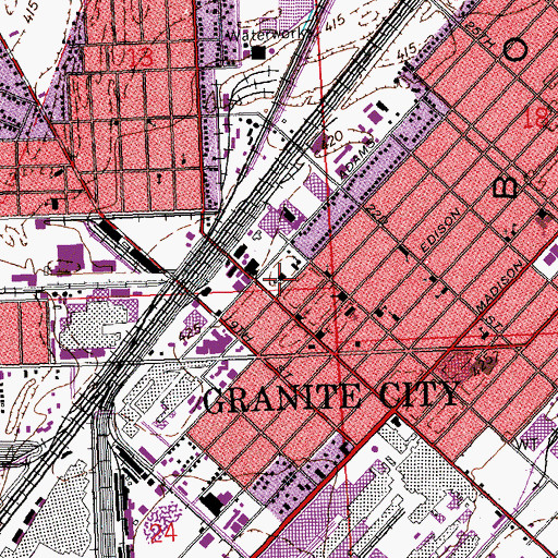 Topographic Map of Emerson Public School (historical), IL