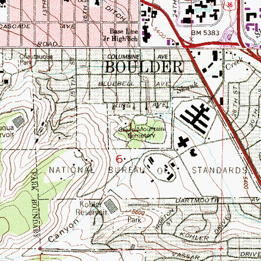 Topographic Map of Green Mountain Cemetery, CO