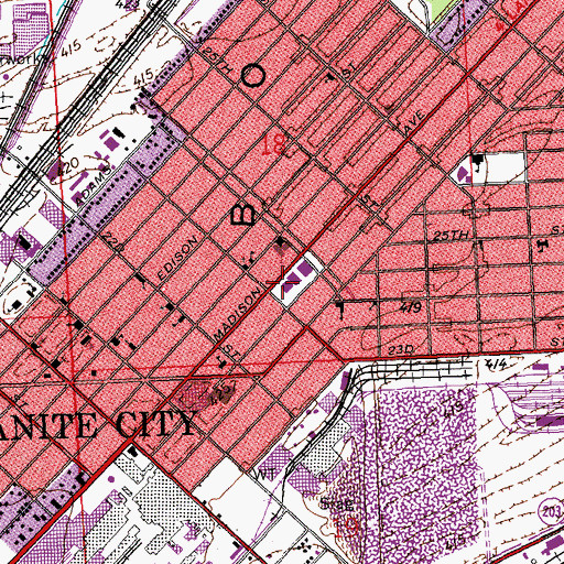 Topographic Map of Granite City Fire Department Station 1, IL