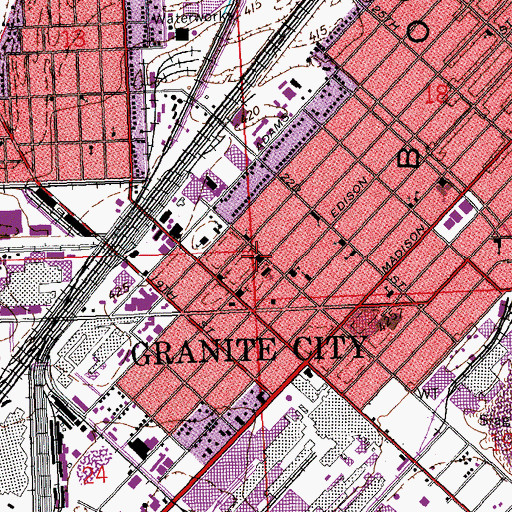 Topographic Map of First Baptist Church, IL