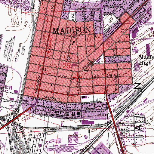 Topographic Map of First Baptist Church, IL