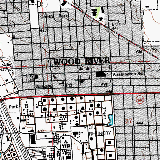 Topographic Map of First Baptist Church, IL