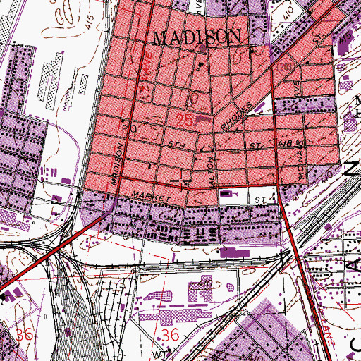 Topographic Map of First Presbyterian Church, IL