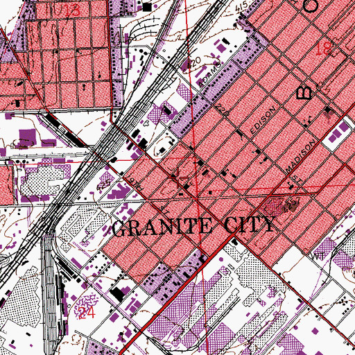 Topographic Map of Granite City Public Library, IL