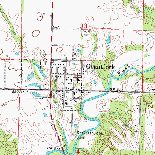 Topographic Map of Grantfork Elementary School, IL