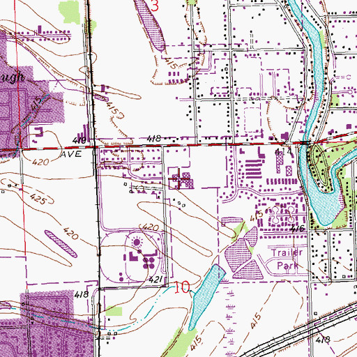 Topographic Map of Grigsby Middle School, IL