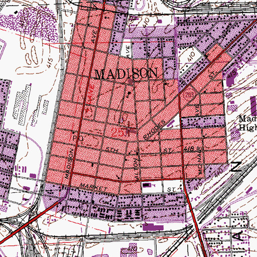 Topographic Map of Harris Elementary School, IL