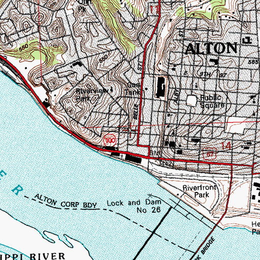 Topographic Map of Hayner Public Library, IL