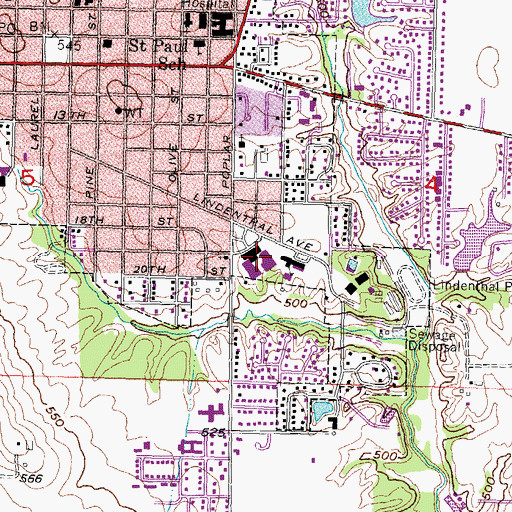 Topographic Map of Highland Junior High School, IL